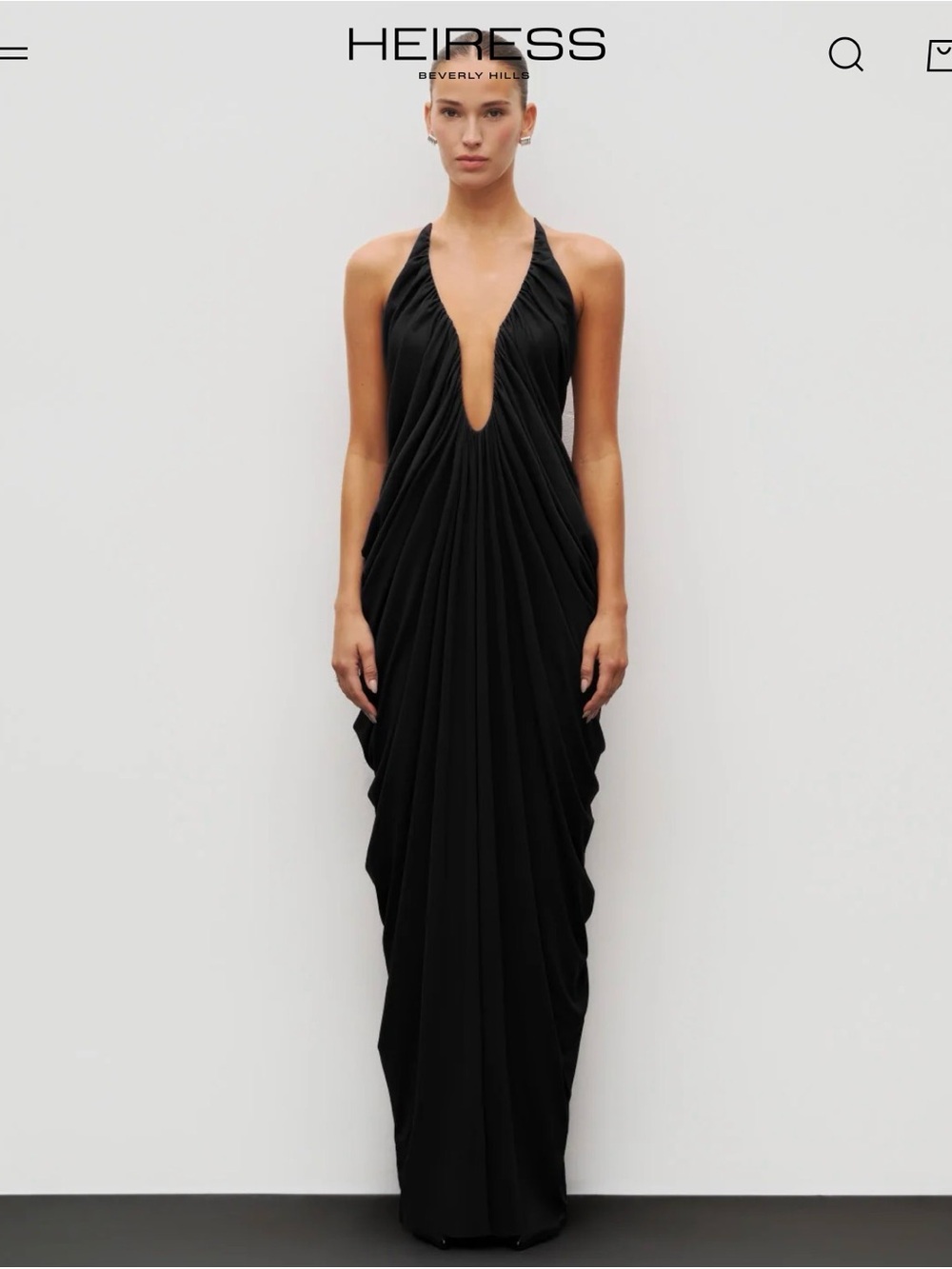 Heiress Beverly Hills Black Draped Halter Maxi Dress